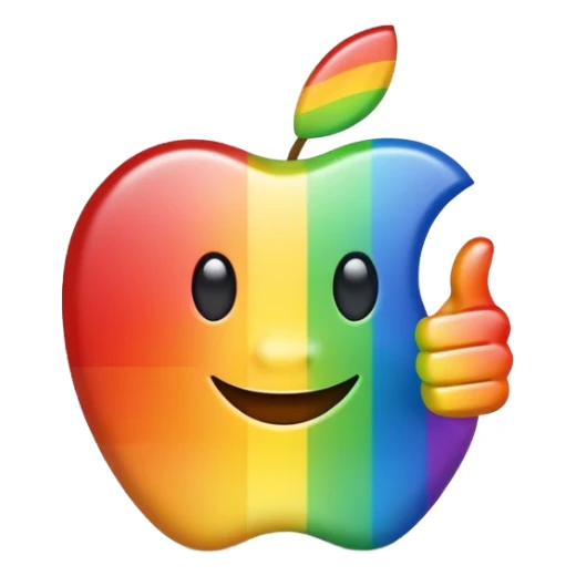 colorful rainbow thumbs up, cheerful, apple style sticker