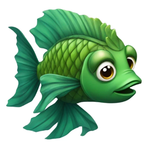 Green scaly man-fish with seaweed hair sticker