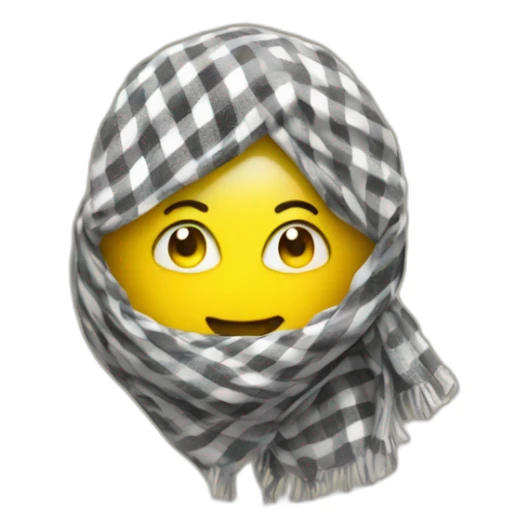Yellow face emoji with kuffiyeh heart sticker