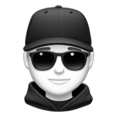 White Designer wearing flat bill hat and black hoodie sticker