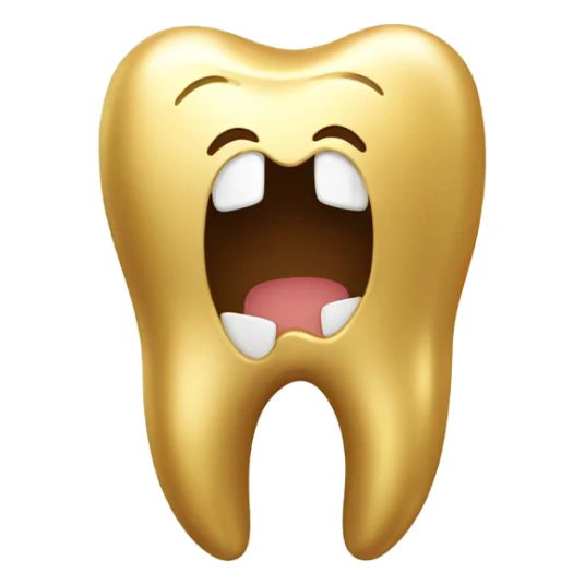a golden tooth that has a face and is smiling  sticker