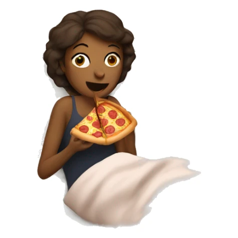 Woman eating pizza in bed  sticker