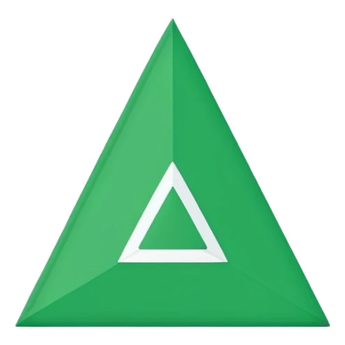 Emoji-style triangular flag, bright green, flat design, no folds or shading, simple and clean, minimalistic, centered on plain white or transparent background, high resolution sticker