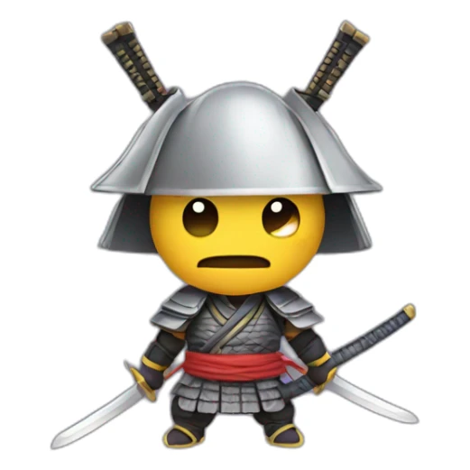 An emoticon of a Gibi samurai with 2 swords on his back sticker