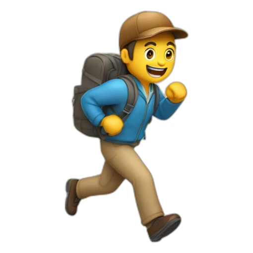 Hombre con mochila de viaje corriendo sticker