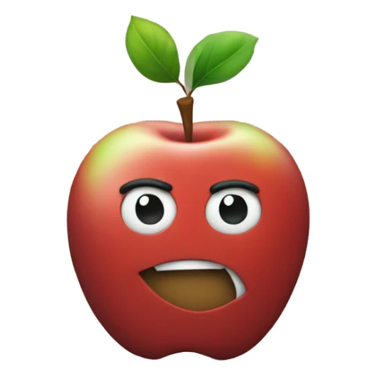 A red and green apple put together in one sticker