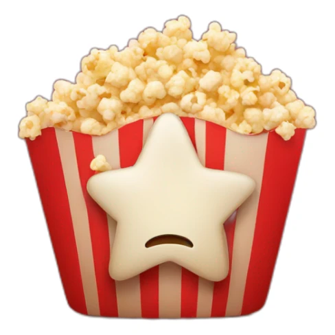 A RED STAR THAT HAS A POPCORN IN THE CENTER sticker