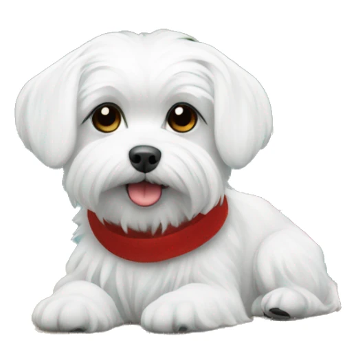 Maltese dog near the Christmas tree sticker