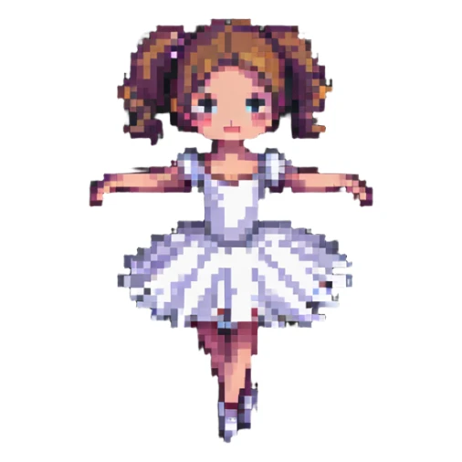 ballerina girl dancing in pixel art style sticker