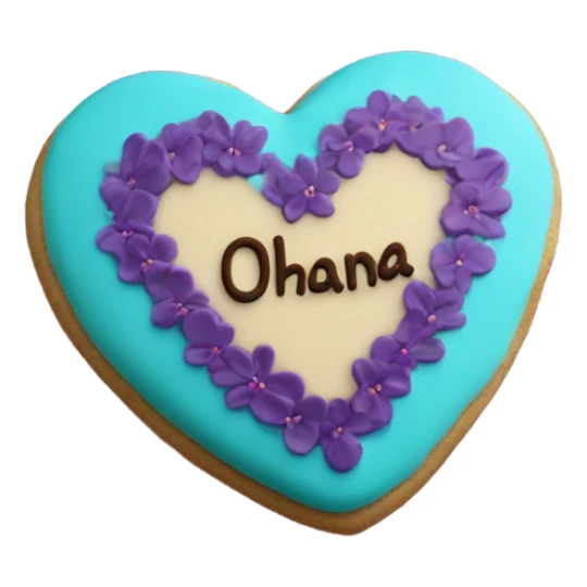 Teal purple Cookie heart with ohana sticker