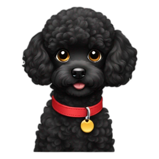baby black poodle red collar sticker