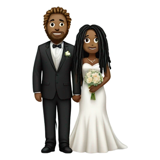 full body Plus size couple with dreads wedding pale sticker