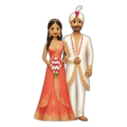 indian bride and tall groom sticker