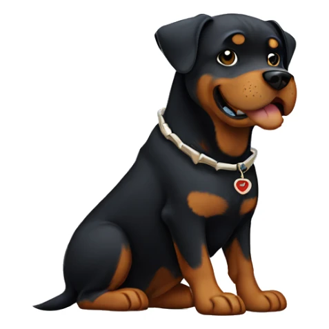 Old Rottweiler with a small head and has a bone collar named “Daisy” sticker