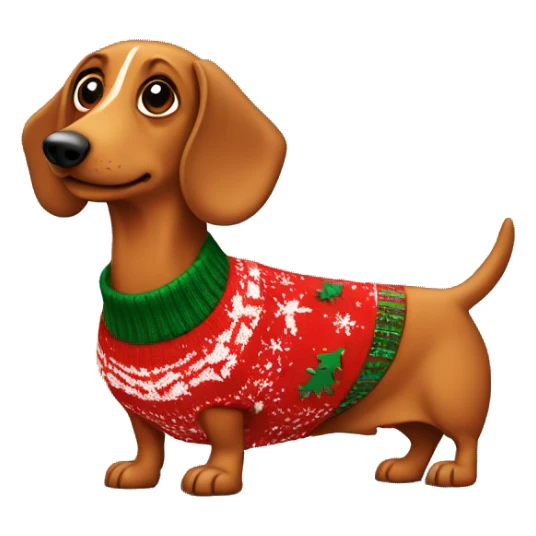 wiener dog wearing a christmas sweater sticker