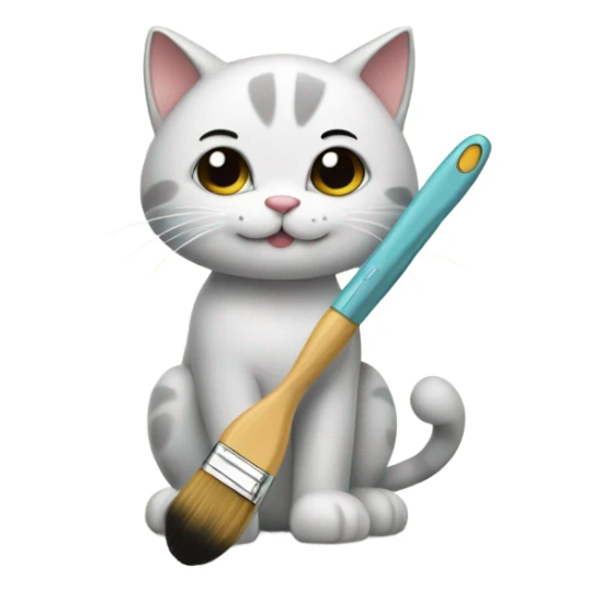 A cute cat who drawing a picture with a brush sticker