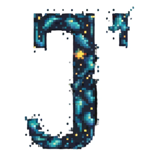 letter J made of stars and cosmic dust sticker