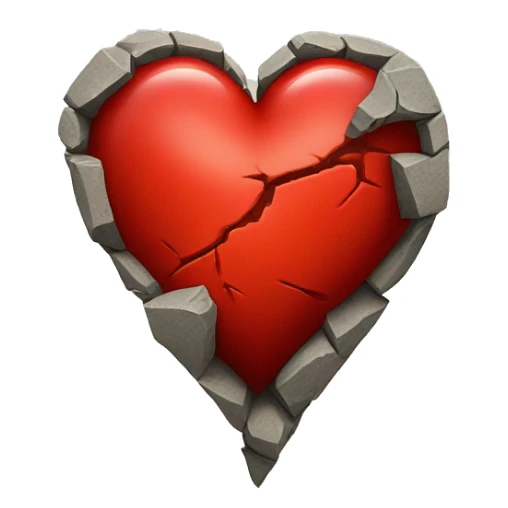 Red heart with a big crack from the top to the bottom sticker