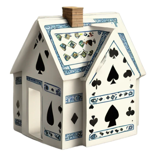 House made out of a playing cards sticker