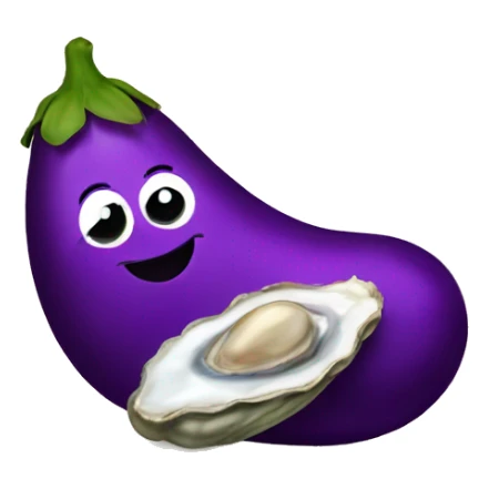 eggplant in love with an oyster sticker