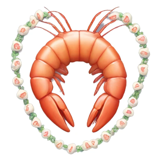 shrimp heart adorned with shrimp garland  sticker