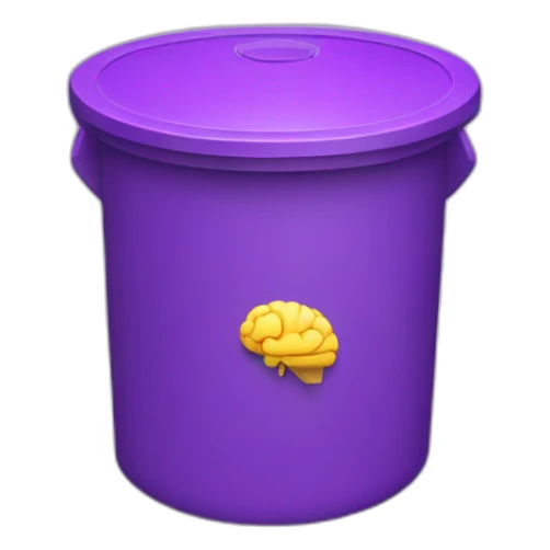a trash can with a purple brain instead on the top of the lid sticker