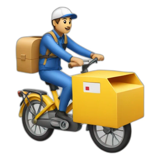 french mail carrier on a yellow bike sticker