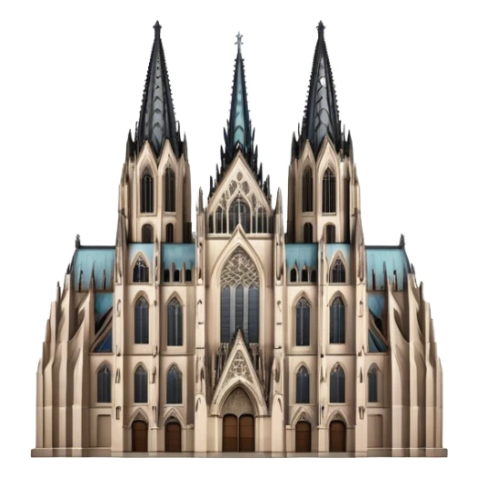 Cinematic Realistic Cologne Cathedral Landmark Emoji, showcasing Gothic architecture rendered with detailed stone textures and majestic, dynamic lighting. sticker