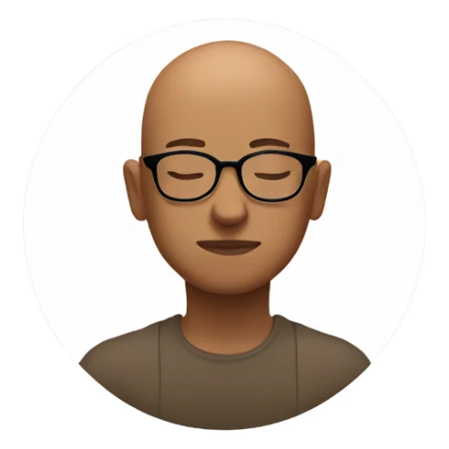 Brown bald person with glasses meditating  sticker