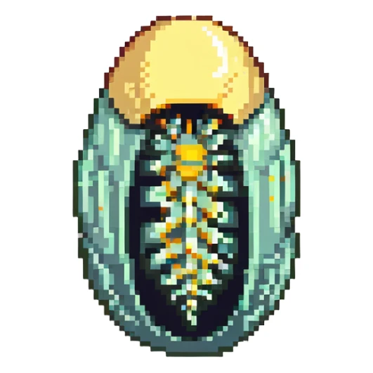 MRI parasitic embryo, digital, fetal small shape, eerie, horror, pupa, crystalis, in-utero, sea-life, siphonophore, polyp, Cnidaria, within egg, metamorphosis sticker