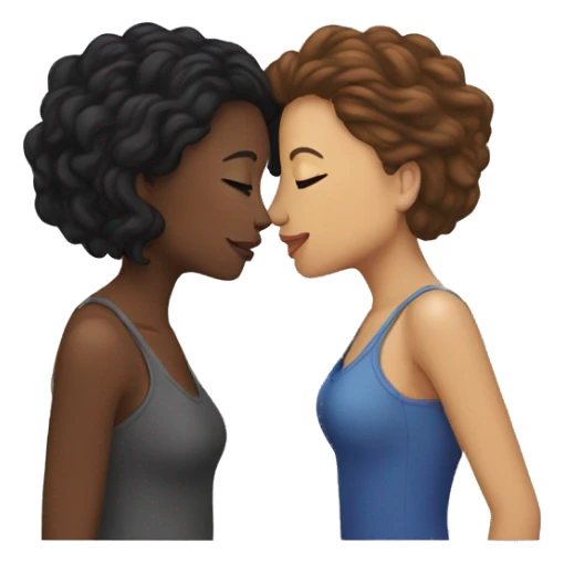 Lesbians kiss interracial couple sticker