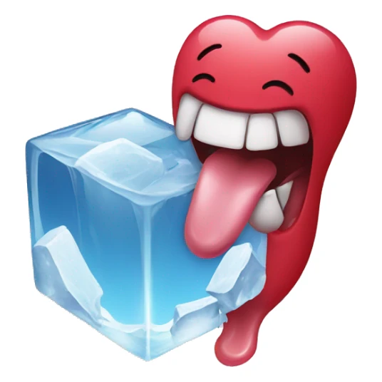 tongue licking on an icecube sticker