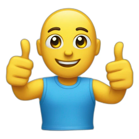a blue like / thumbs-up icon. Make it a character with eyes, arms and feet. He has to look happy. sticker