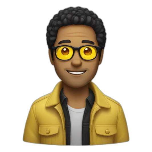 Man with yellow tinted glasses and black hair  sticker