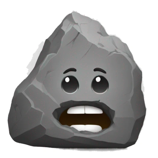 rock with etes and mouth sticker