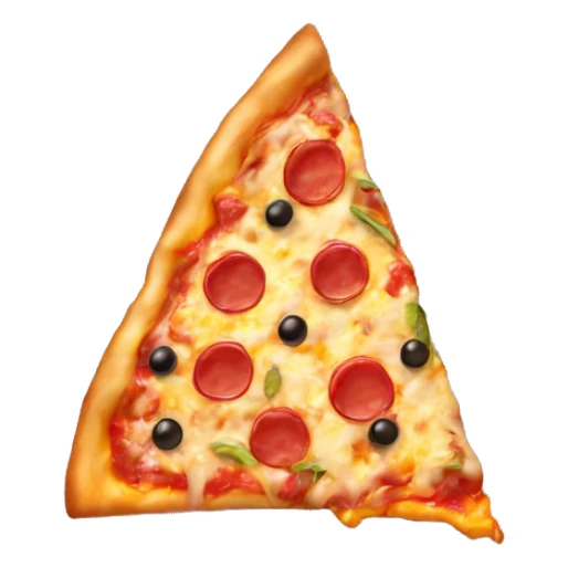 an upside-down pizza slice with female eyes with yellow hands. emotion happy sticker