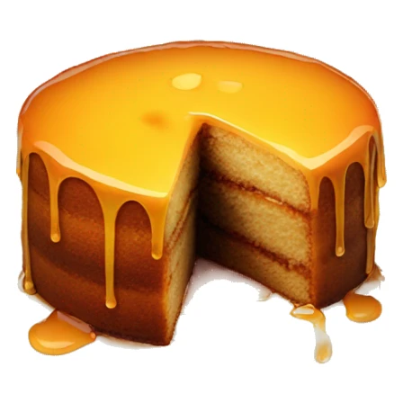 Realistic round cake with honey on top and dripping down the cake. sticker