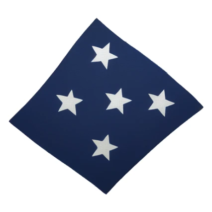 A flag with three colours which includes the colour if blue, white , yellow  sticker