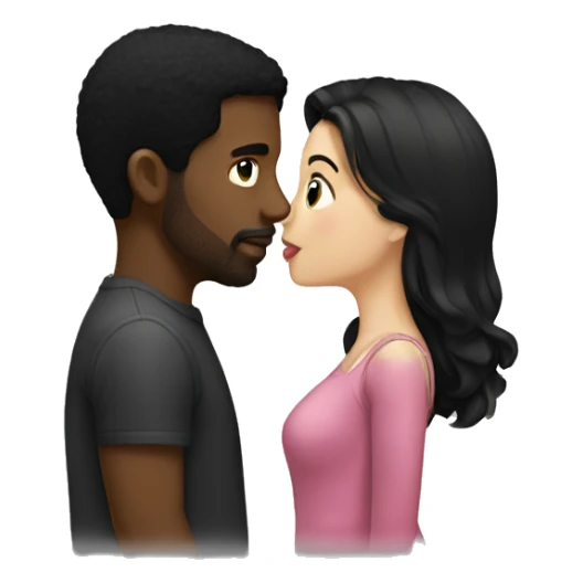A brunette girl kissing a black hair guy  sticker