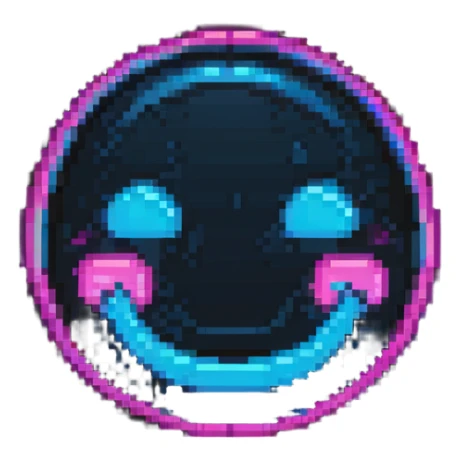 neon blue and pink glowing emoji sticker