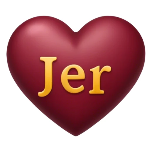 Burgundy heart with the letters Jer in the middle  sticker