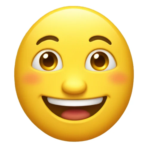  A cheerful, round yellow face with lifelike skin texture. Its large, slightly squinted eyes are sparkling with joy, and a wide, gentle smile radiates warmth. sticker