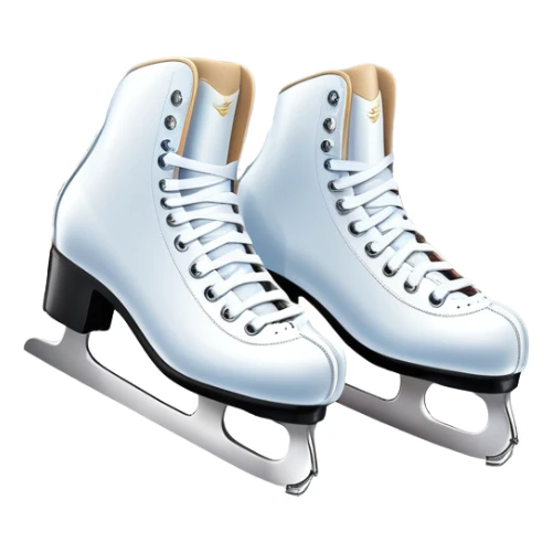 An icon showing The rink is surrounded by cheering spectators and soft arena lights, creating a beautiful, dynamic atmosphere. a pair of elegant figure skates placed on the smooth, sparkling ice of a grand ice arena. Transparent background highlights the grace and beauty of figure skating. sticker