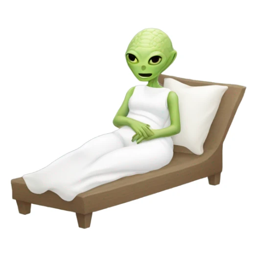 a Reptilian alien white woman, full body, sleeping sticker