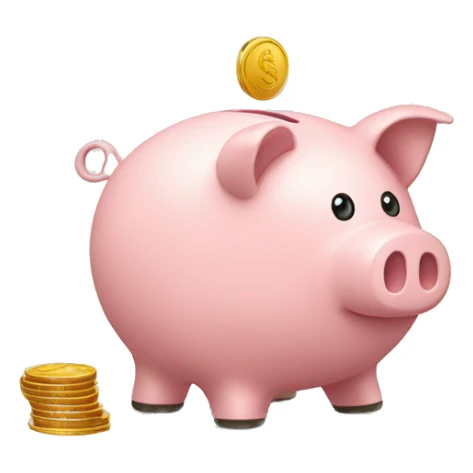 piggy bank with a coin on top sticker