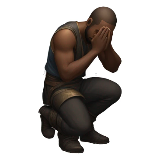 a character in the Diablo universe, on his knees praying sticker