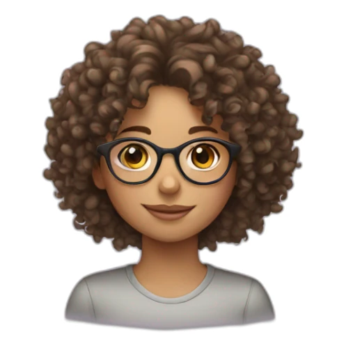 Curly haired girl with glasses sticker