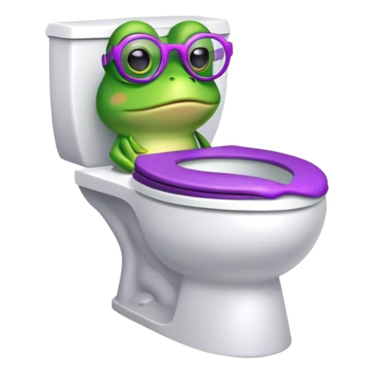 toilet with frog wearing purple glasses inside  sticker