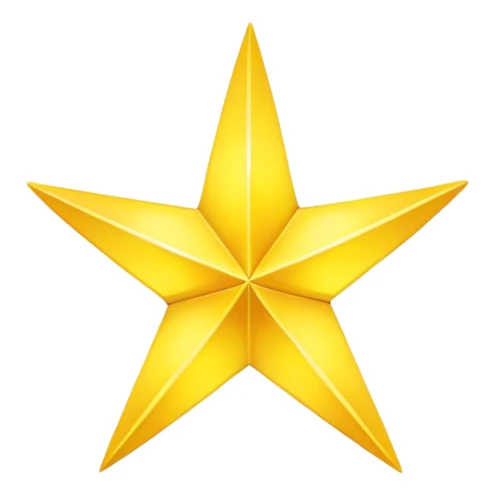 yellow volumetric 4-pointed star, four terminal star sticker