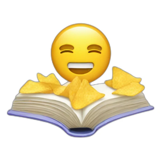a person reading book listening music and eating chips sticker